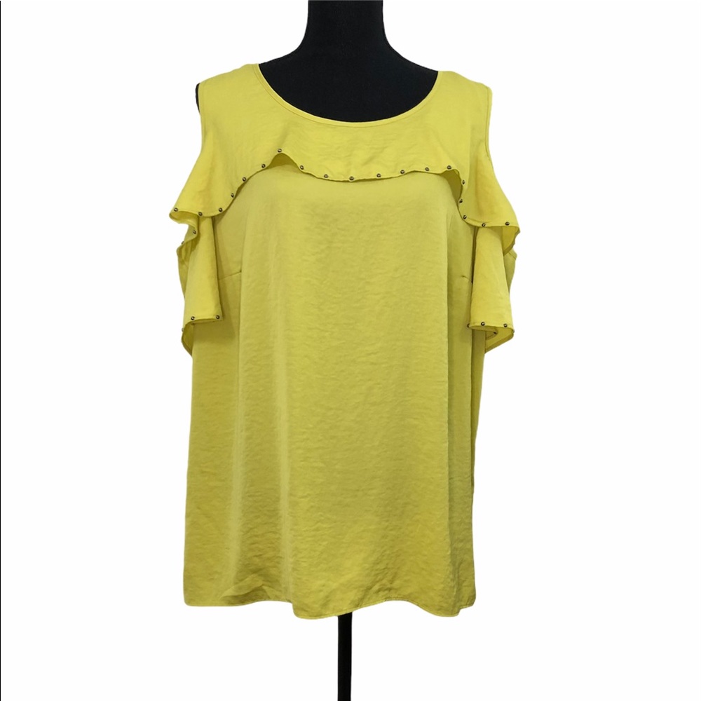 NEW JM Collection Embellished Ruffle Top